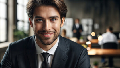 Fototapeta premium Confidence at work, professional man with a smile. 