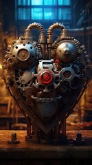 Rusty Mechanical Heart - Fictional Sci-Fi Device Generative AI
