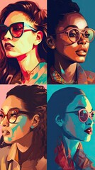 Colorful Women's Eyewear Illustrations Generative AI