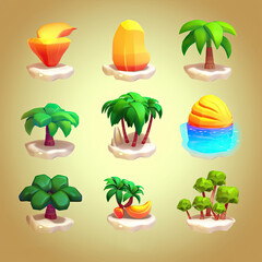 Tropical Island Icons - Game Asset Generative AI