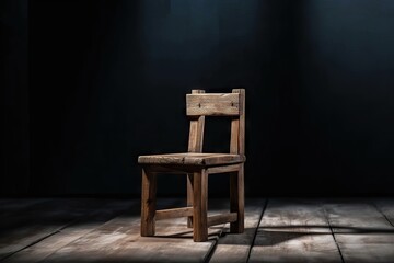 Solitary Wooden Seat - Still life photography Generative AI