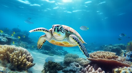 Sea turtles gracefully navigate the ocean, embracing freedom as they thrive and live their lives amidst the vastness of the sea.

