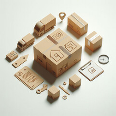 Fototapeta premium box, cardboard, parcel, white background