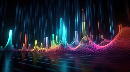 Futuristic Neon Soundwave Backdrop Generative AI - obrazy, fototapety, plakaty