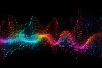 Mesmerizing Neon Sound Wave Abstract Generative AI