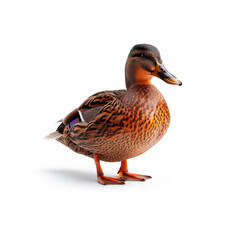 Brown Duck Standing on Top of White Floor. Generative AI