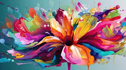 Vibrant Floral Abstract Art Illustration Generative AI