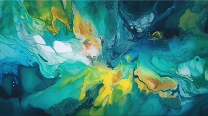 Fototapeta na wymiar Vibrant Watercolor Fluid Painting Background Generative AI