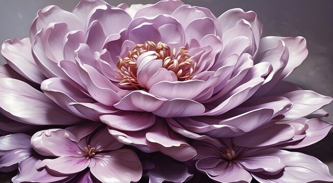 beautiful oil-painted flower with a light purple hue. close-up