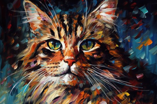 Vibrant Feline Portraiture Generative AI