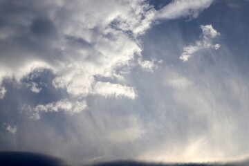 Naklejka na ściany i meble Rain clouds in the sky over the Mediterranean Sea.