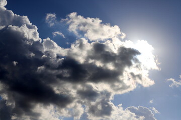 Rain clouds in the sky over the Mediterranean Sea.