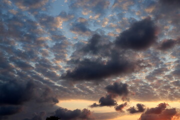 Rain clouds in the sky over the Mediterranean Sea.