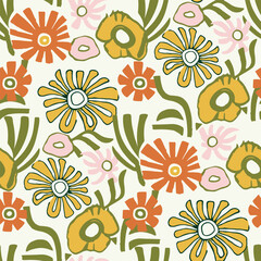 Fototapeta na wymiar Bright colors, Abstract floral seamless pattern. . 