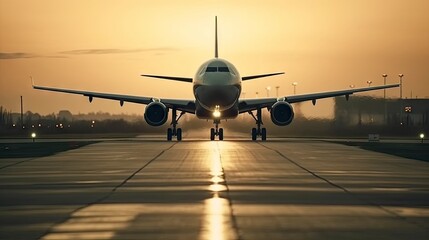 Dramatic Airplane Takeoff or Landing on Runway Generative AI