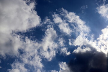 Rain clouds in the sky over the Mediterranean Sea.
