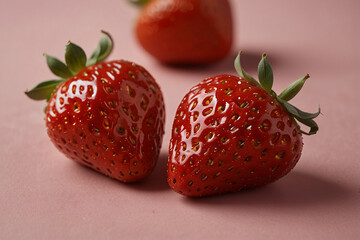 strawberry fruit on pink background