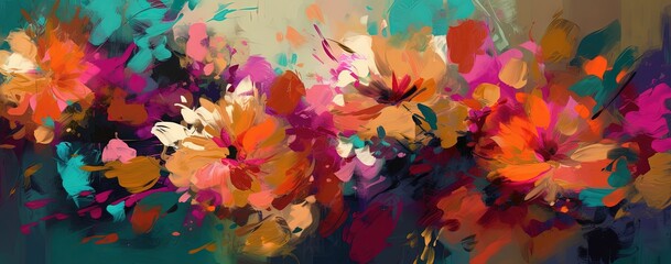 Vibrant Digital Floral Composition Generative AI