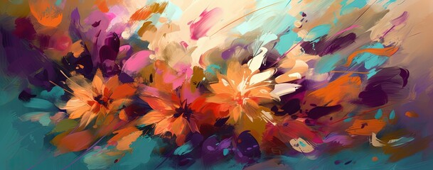 Fototapeta na wymiar Vibrant Digital Floral Artwork Generative AI