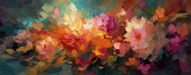 Obraz na płótnie Canvas Vibrant Digital Floral Arrangement Generative AI