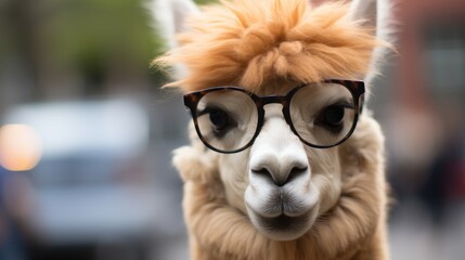 Fototapeta premium a llama wearing glasses