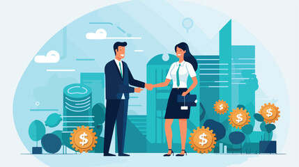Business people shaking hands flat vector illustrat