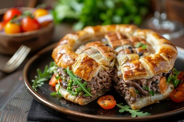 Liver salad in a pastry shell