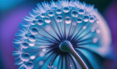 Soft Focus Dandelion Seeds with Dew Drops Generative AI