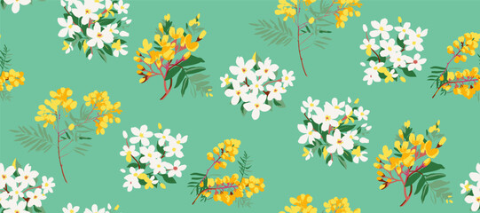 Obraz premium Cute feminine seamless pattern with wildflowers.