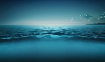 Serene Blue Ocean Landscape Generative AI