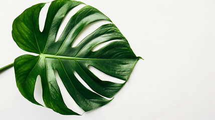 Monstera Deliciosa: Green Leaf in Natural Style on Pure Background.
Minimalist Art: Green Monstera Deliciosa Leaf on White Background.