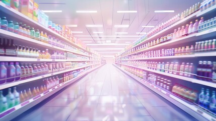 Bright Supermarket Aisle Perspective