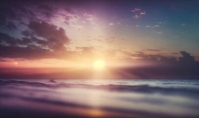 Fototapeta na wymiar Serene Sunset Ocean Landscape Generative AI