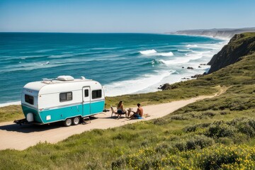 Seaside Serenity. Traveling in a Motorhome Along the Coastline