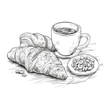 recommend clip art: Minimalist One-Line Breakfast Generative AI