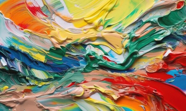 Vibrant Abstract Oil Painting with Expressive Brushwork Generative AI