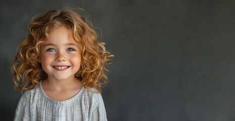 Fototapeta premium Happy child with bouncy curls and a bright smile