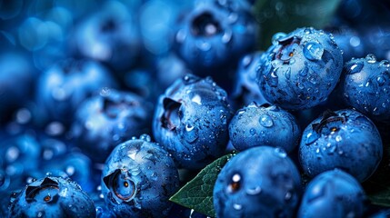 Luscious blueberries flourishing in greenhouse, fully ripe and awaiting imminent harvest