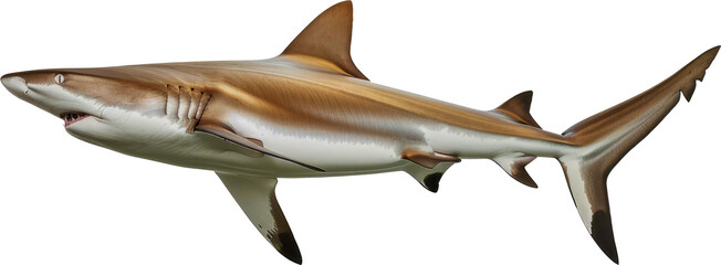 Tiger shark close-up cut out png on transparent background