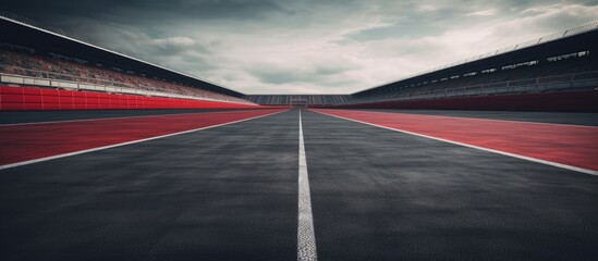 Motor racing track with red and black lines - obrazy, fototapety, plakaty