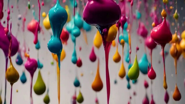 Color paint drops in water , abstract color mix , drop of Ink color mix paint falling on water Colorful ink in water, 4K footage