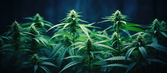 Marijuana plants in close-up field growth
