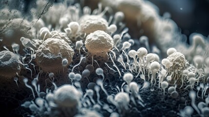 Microscopic View of Candida auris Fungal Infection Generative AI - obrazy, fototapety, plakaty