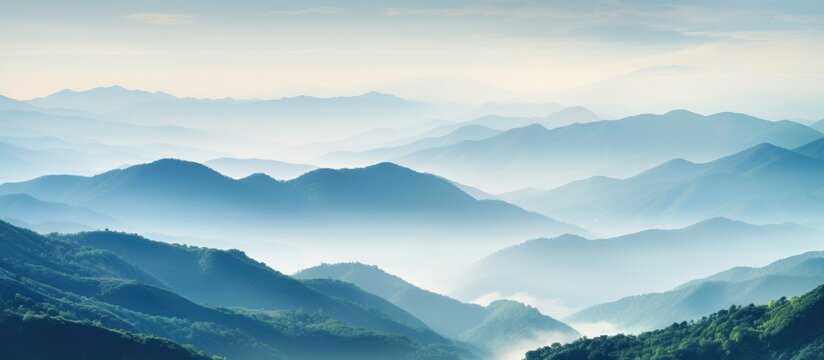 Misty mountains from high altitude