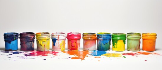 Paint cans in varied colors