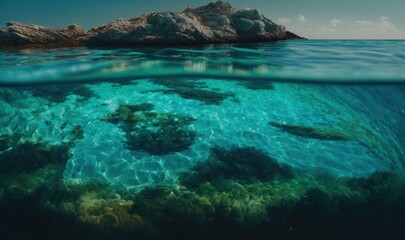 Fototapeta na wymiar Mesmerizing Turquoise Waters of the Emerald Coast Generative AI