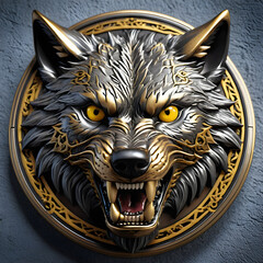 Wolf emblem - 3D render.
