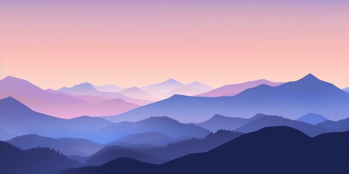 Serene Mountain Landscape at Dusk in Pastel Tones Generative AI