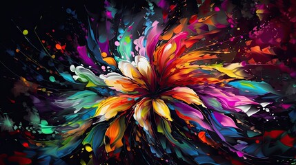 Fototapeta premium Vibrant Floral Abstract Art Generative AI