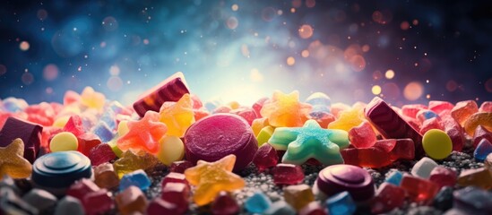 Colorful candy assortment in a pile